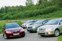 Мазда 6, Nissan Primera, Opel Vectra и Toyota Avensis