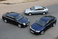 Мазда6 2.0, Opel Vectra 2.2 и Volkswagen Passat 1.8T