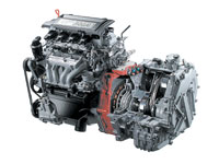 Гибридный силовой агрегат Honda IMA седана Civic Hybrid — рядная четверка объемом 1,3 л и маховик-электромотор